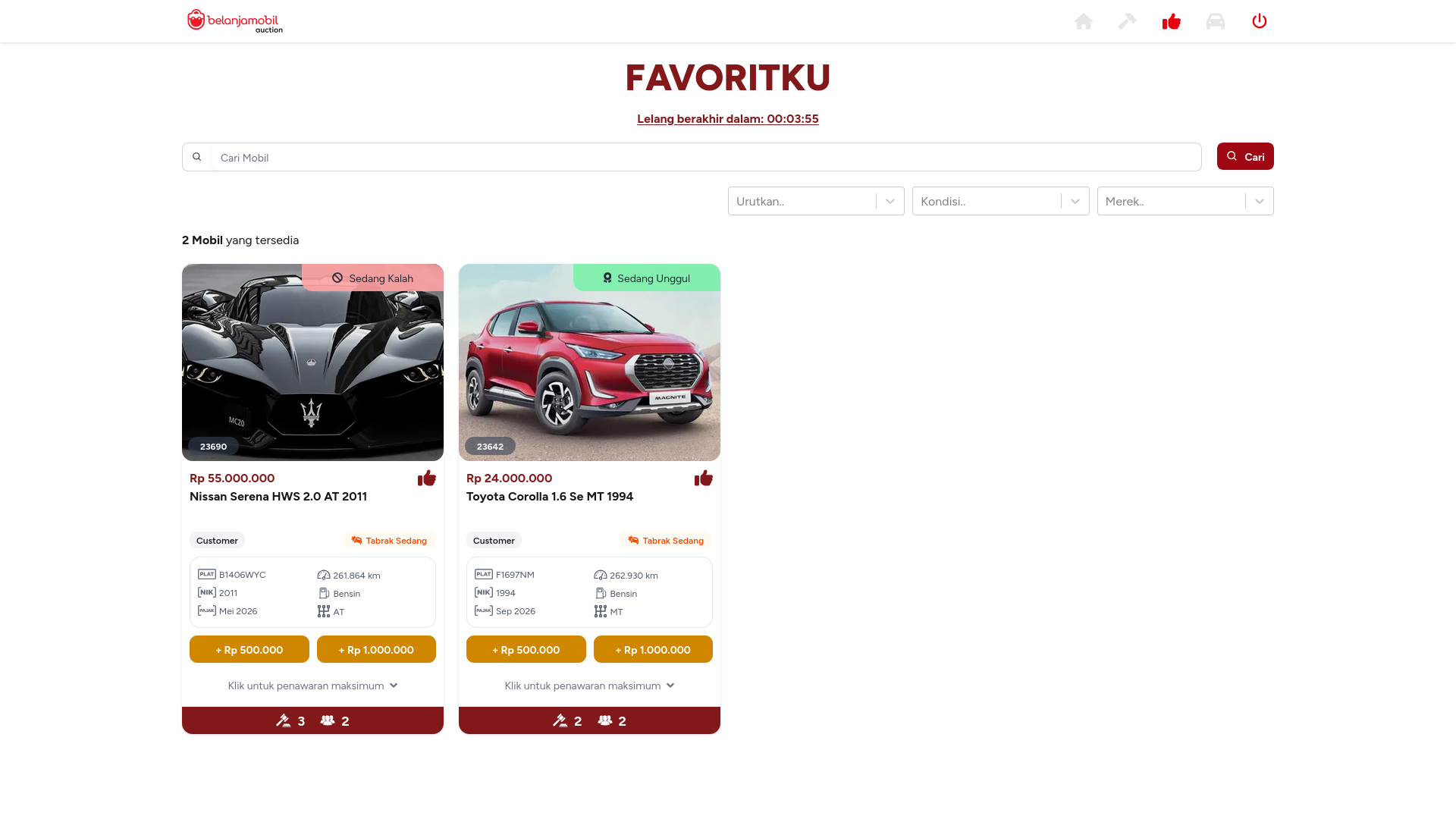 Belanja Mobil Auction screenshot